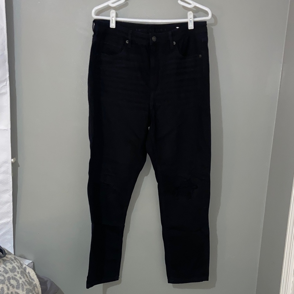 American Eagle mom jeans size 12 regular black distressed